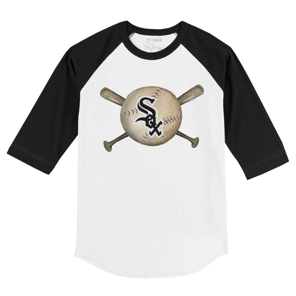 Chicago White Sox Tiny Turnip Youth Baseball Cross Bats 3/4-Sleeve Raglan T-Shirt Near Me
