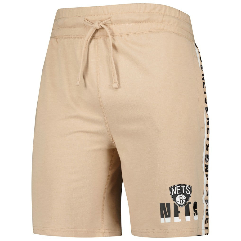 Brooklyn Nets Concepts Sport Team Stripe Shorts Tan