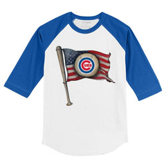 Chicago Cubs Tiny Turnip Youth Baseball Flag 3/4-Sleeve Raglan T-Shirt Sale