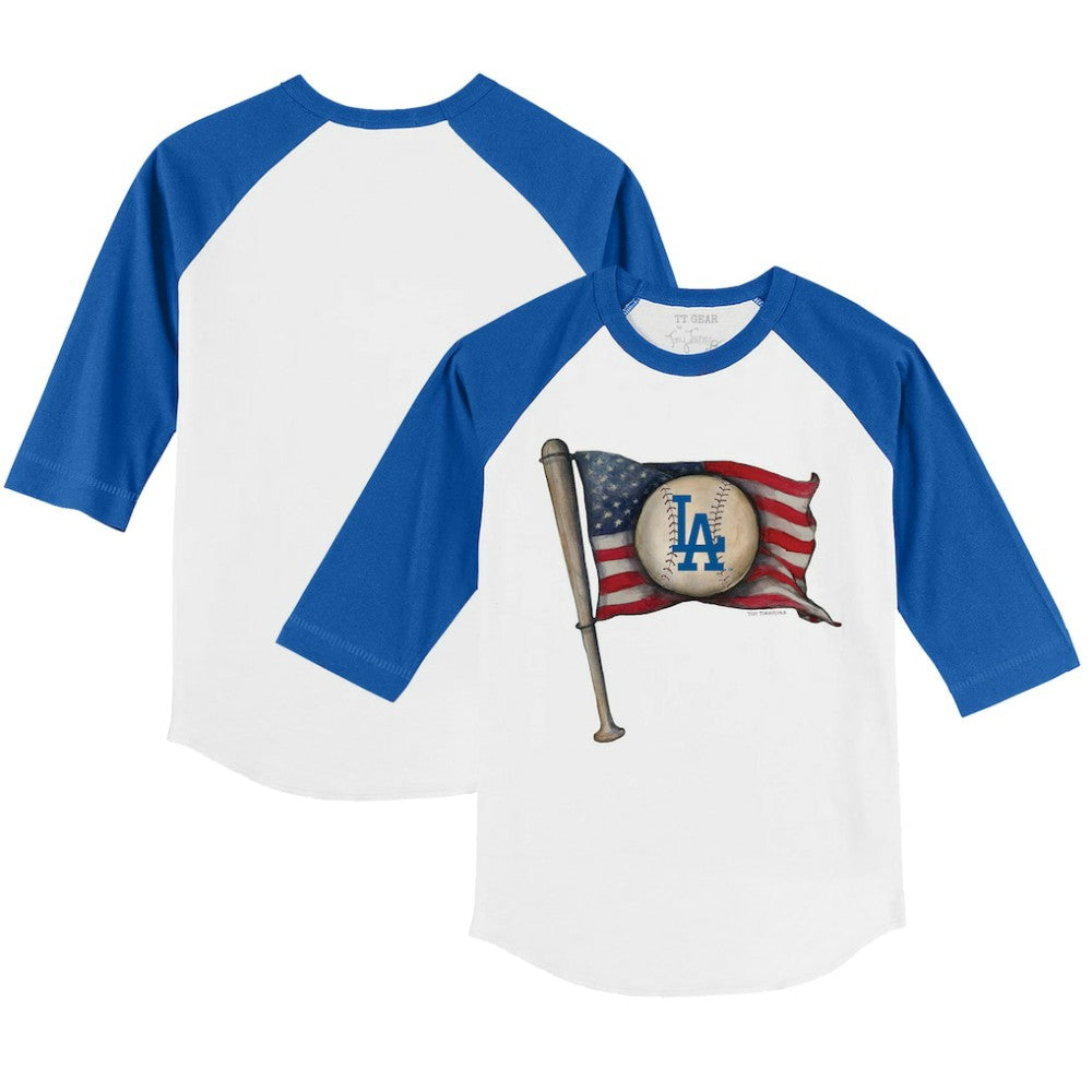 Los Angeles Dodgers Tiny Turnip Youth Baseball Flag 3/4-Sleeve Raglan T-Shirt Online