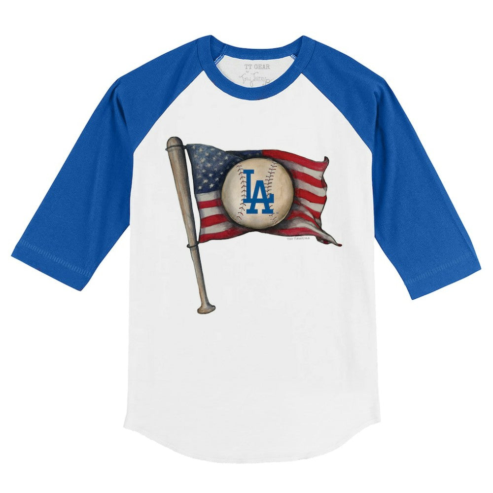 Los Angeles Dodgers Tiny Turnip Youth Baseball Flag 3/4-Sleeve Raglan T-Shirt Online