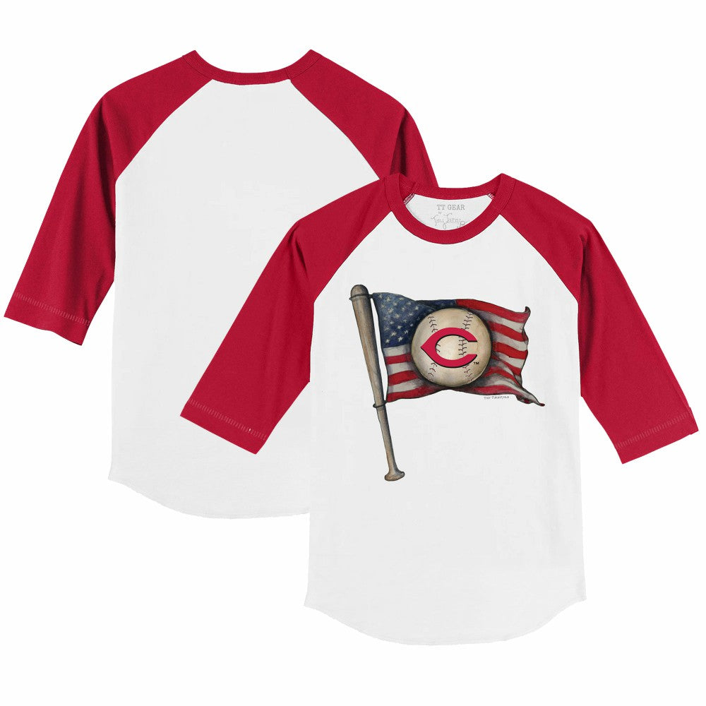 Cincinnati Reds Tiny Turnip Youth Baseball Flag 3/4-Sleeve Raglan T-Shirt Discount