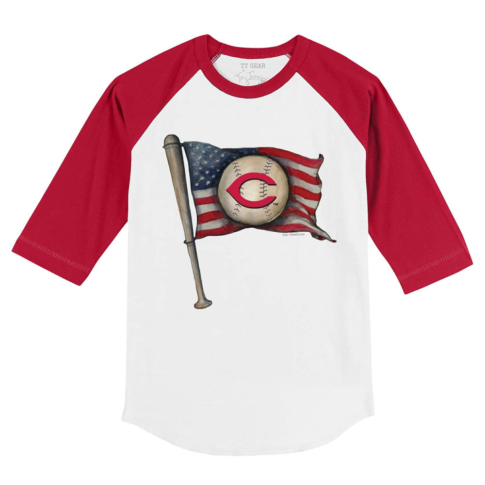 Cincinnati Reds Tiny Turnip Youth Baseball Flag 3/4-Sleeve Raglan T-Shirt Discount