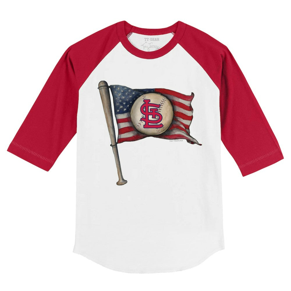 St. Louis Cardinals Tiny Turnip Youth Baseball Flag 3/4-Sleeve Raglan T-Shirt Near Me