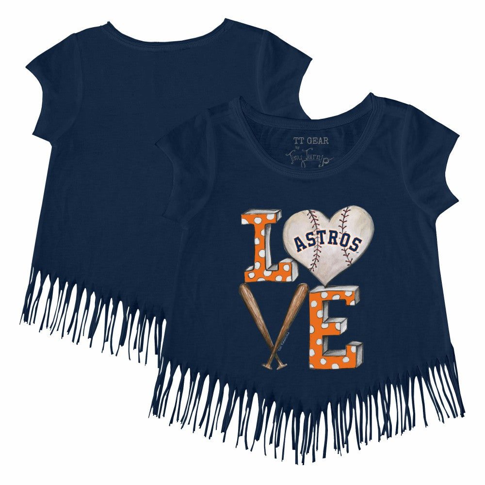 Houston Astros Tiny Turnip Girls Youth Baseball Love Fringe T-Shirt Sale