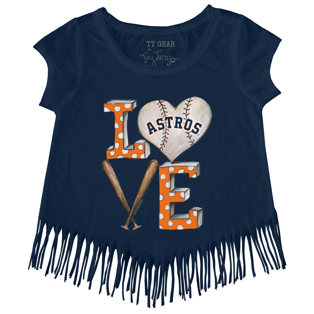 Houston Astros Tiny Turnip Girls Youth Baseball Love Fringe T-Shirt Sale