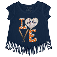 Houston Astros Tiny Turnip Girls Youth Baseball Love Fringe T-Shirt Sale