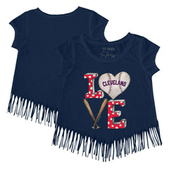 Cleveland Guardians Tiny Turnip Girls Youth Baseball Love Fringe T-Shirt for sale