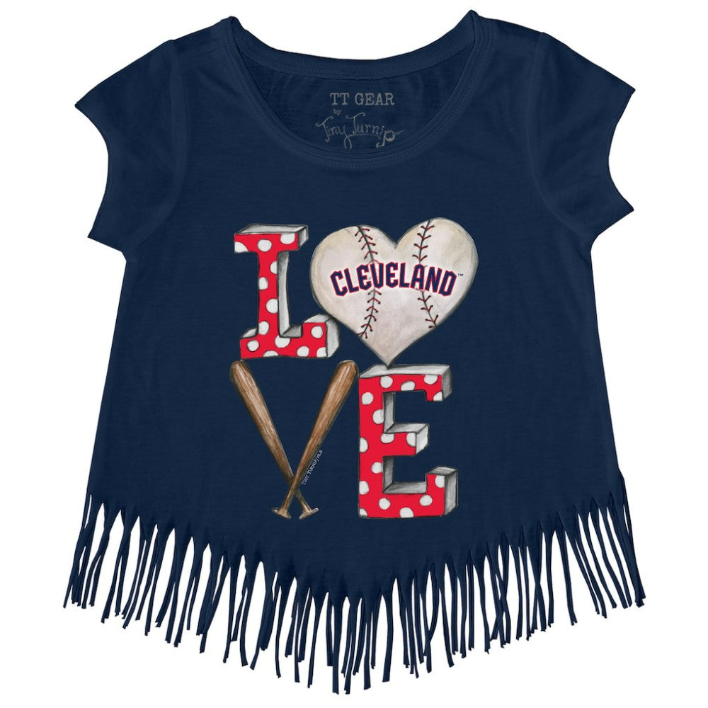 Cleveland Guardians Tiny Turnip Girls Youth Baseball Love Fringe T-Shirt for sale