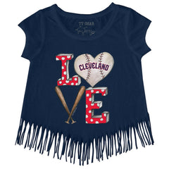 Cleveland Guardians Tiny Turnip Girls Youth Baseball Love Fringe T-Shirt for sale