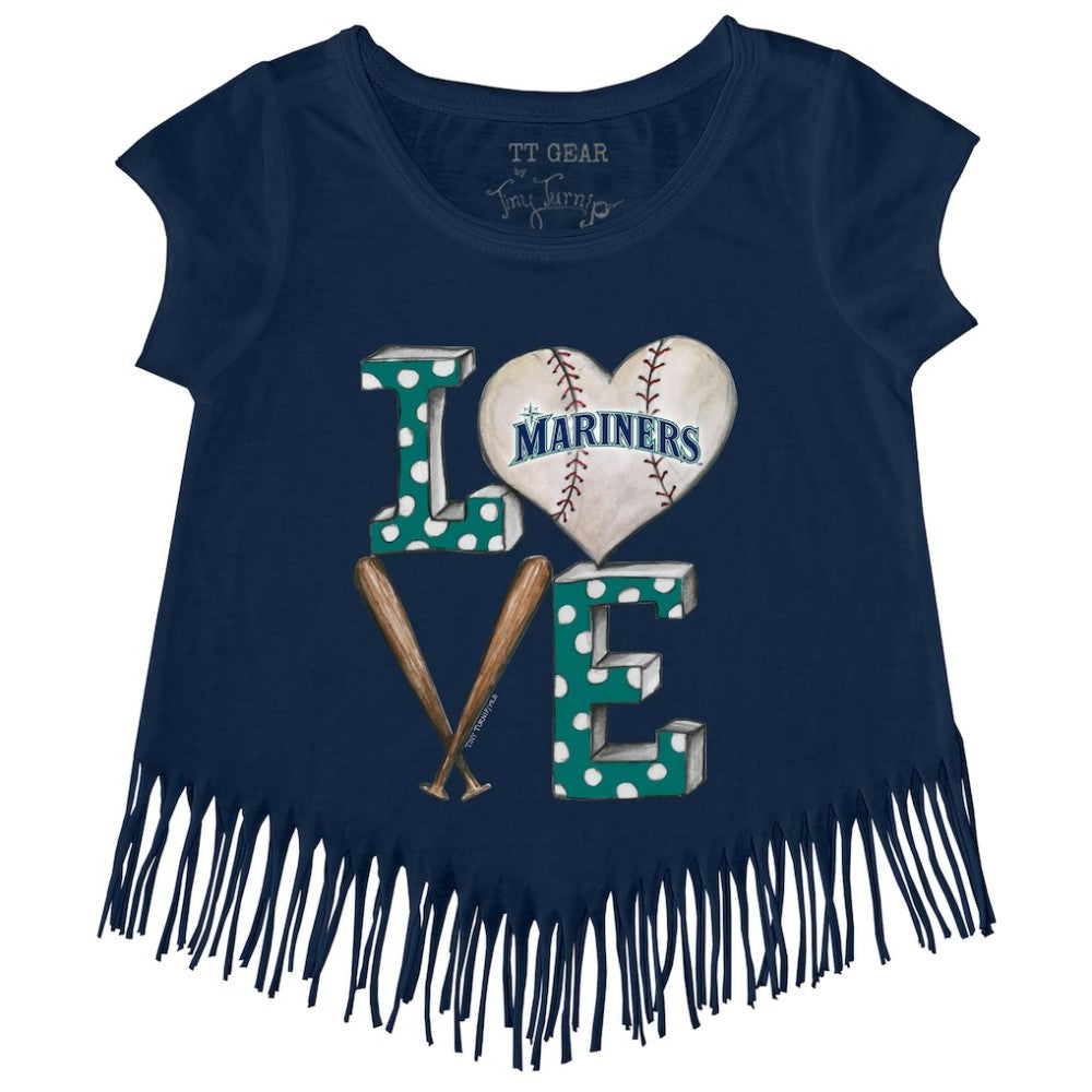 Seattle Mariners Tiny Turnip Girls Youth Baseball Love Fringe T-Shirt Outlet