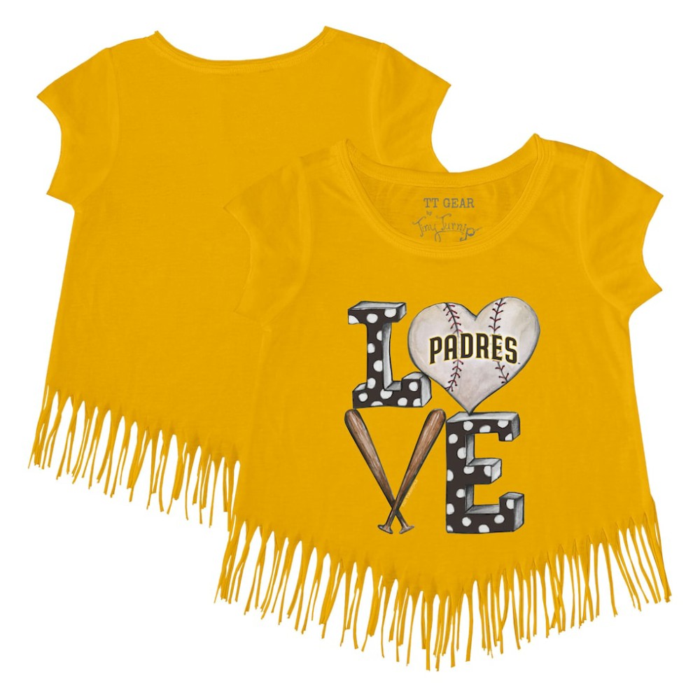 San Diego Padres Tiny Turnip Girls Youth Baseball Love Fringe T-Shirt Outlet