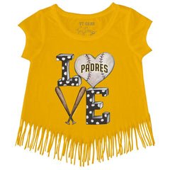 San Diego Padres Tiny Turnip Girls Youth Baseball Love Fringe T-Shirt Outlet