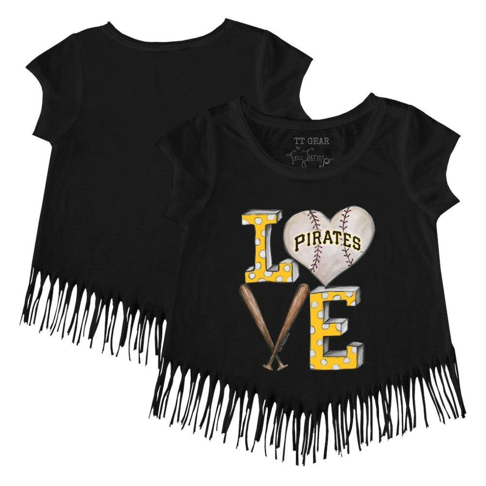 Pittsburgh Pirates Tiny Turnip Girls Youth Baseball Love Fringe T-Shirt Sale