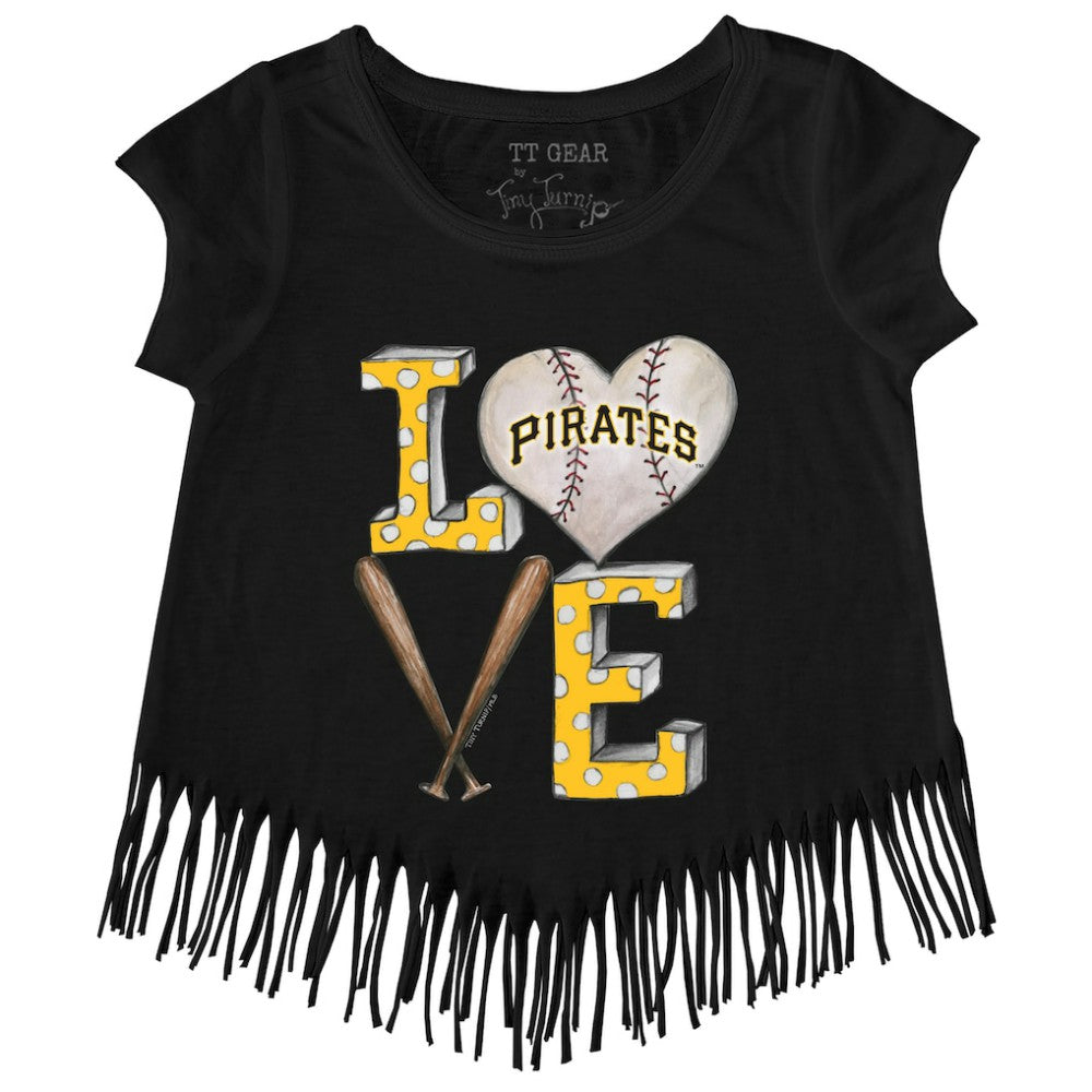 Pittsburgh Pirates Tiny Turnip Girls Youth Baseball Love Fringe T-Shirt Sale