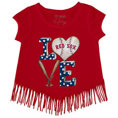 Boston Red Sox Tiny Turnip Girls Youth Baseball Love Fringe T-Shirt Online