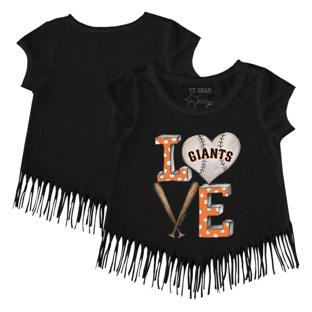 San Francisco Giants Tiny Turnip Girls Youth Baseball Love Fringe T-Shirt for sale