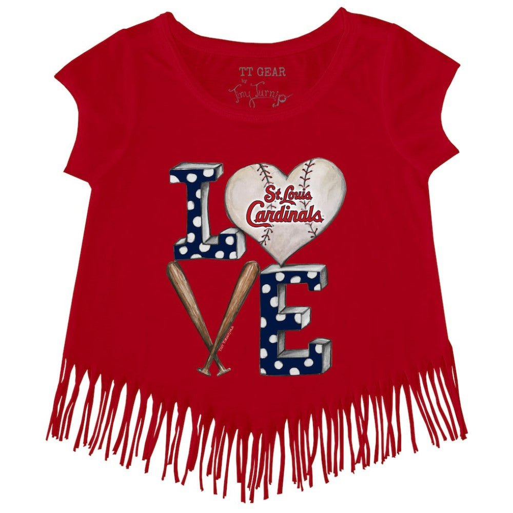 St. Louis Cardinals Tiny Turnip Girls Youth Baseball Love Fringe T-Shirt Online