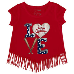 St. Louis Cardinals Tiny Turnip Girls Youth Baseball Love Fringe T-Shirt Online