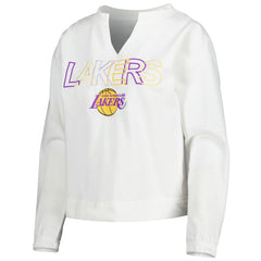 Los Angeles Lakers Concepts Sport Women's Sunray Notch Neck Long Sleeve Top White
