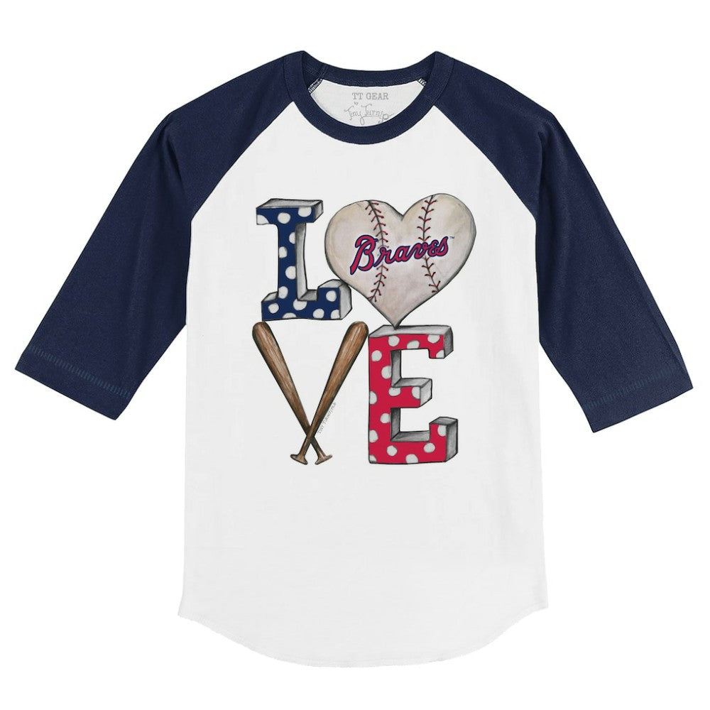 Atlanta Braves Tiny Turnip Youth Baseball Love 3/4-Sleeve Raglan T-Shirt Near Me