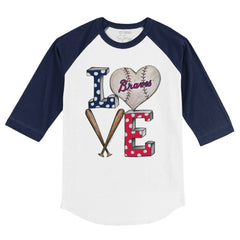 Atlanta Braves Tiny Turnip Youth Baseball Love 3/4-Sleeve Raglan T-Shirt Near Me