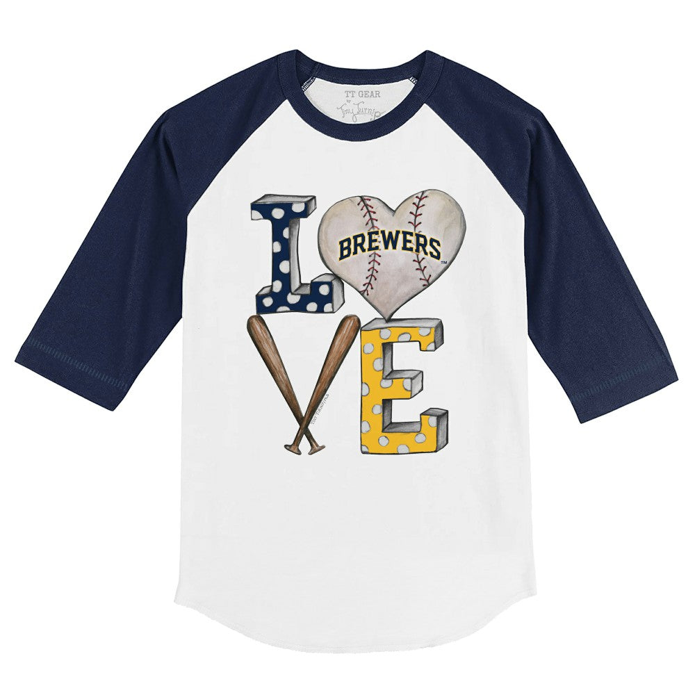 Milwaukee Brewers Tiny Turnip Youth Baseball Love 3/4-Sleeve Raglan T-Shirt Near Me