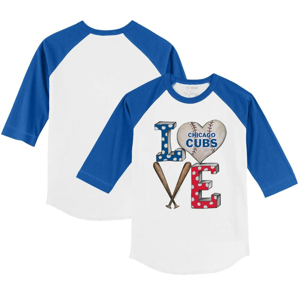 Chicago Cubs Tiny Turnip Youth Baseball Love 3/4-Sleeve Raglan T-Shirt Online