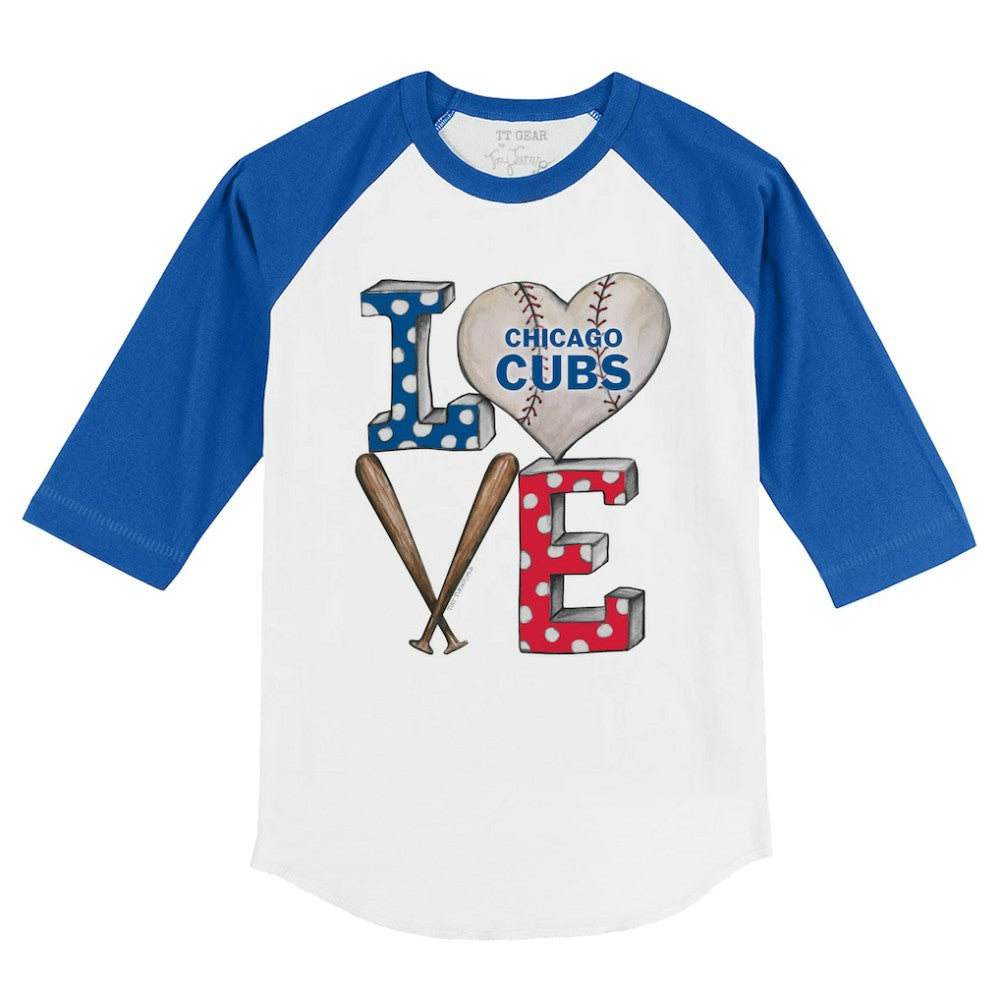 Chicago Cubs Tiny Turnip Youth Baseball Love 3/4-Sleeve Raglan T-Shirt Online