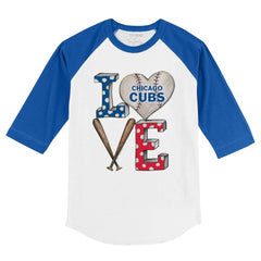 Chicago Cubs Tiny Turnip Youth Baseball Love 3/4-Sleeve Raglan T-Shirt Online