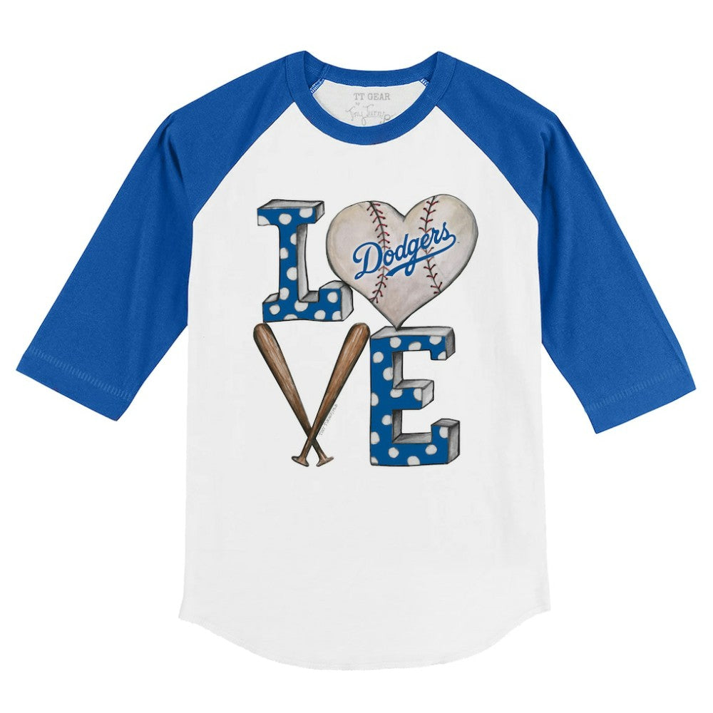 Los Angeles Dodgers Tiny Turnip Youth Baseball Love 3/4-Sleeve Raglan T-Shirt Outlet
