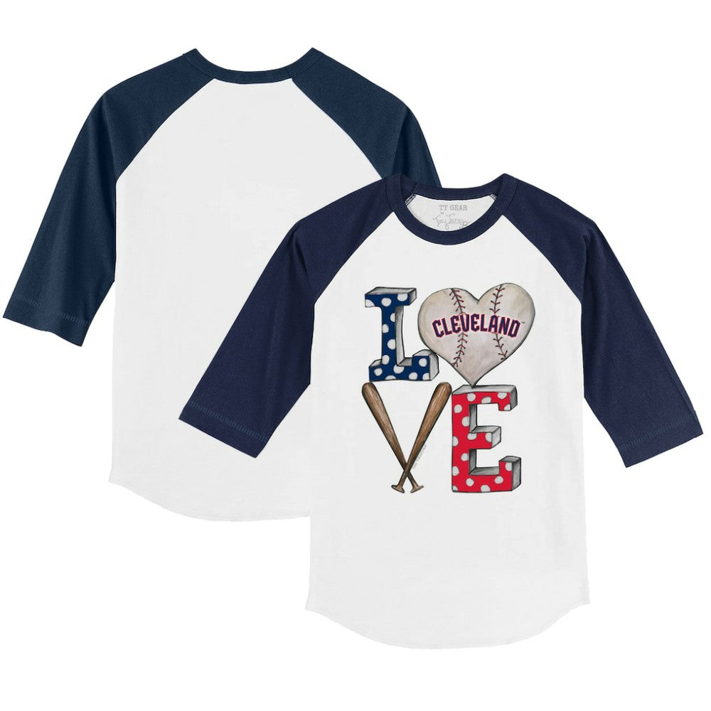 Cleveland Guardians Tiny Turnip Youth Baseball Love 3/4-Sleeve Raglan T-Shirt for sale