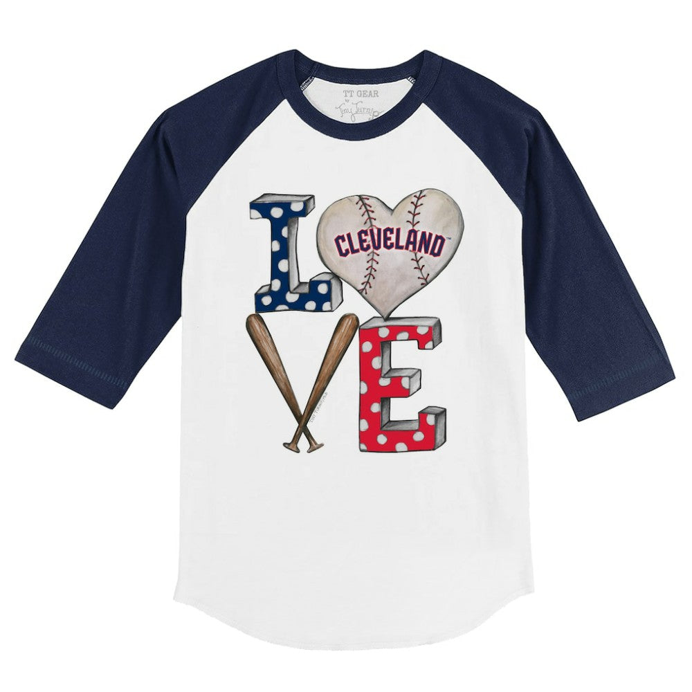 Cleveland Guardians Tiny Turnip Youth Baseball Love 3/4-Sleeve Raglan T-Shirt for sale