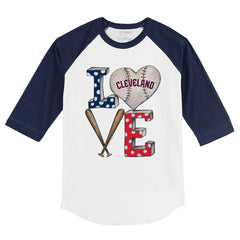 Cleveland Guardians Tiny Turnip Youth Baseball Love 3/4-Sleeve Raglan T-Shirt for sale