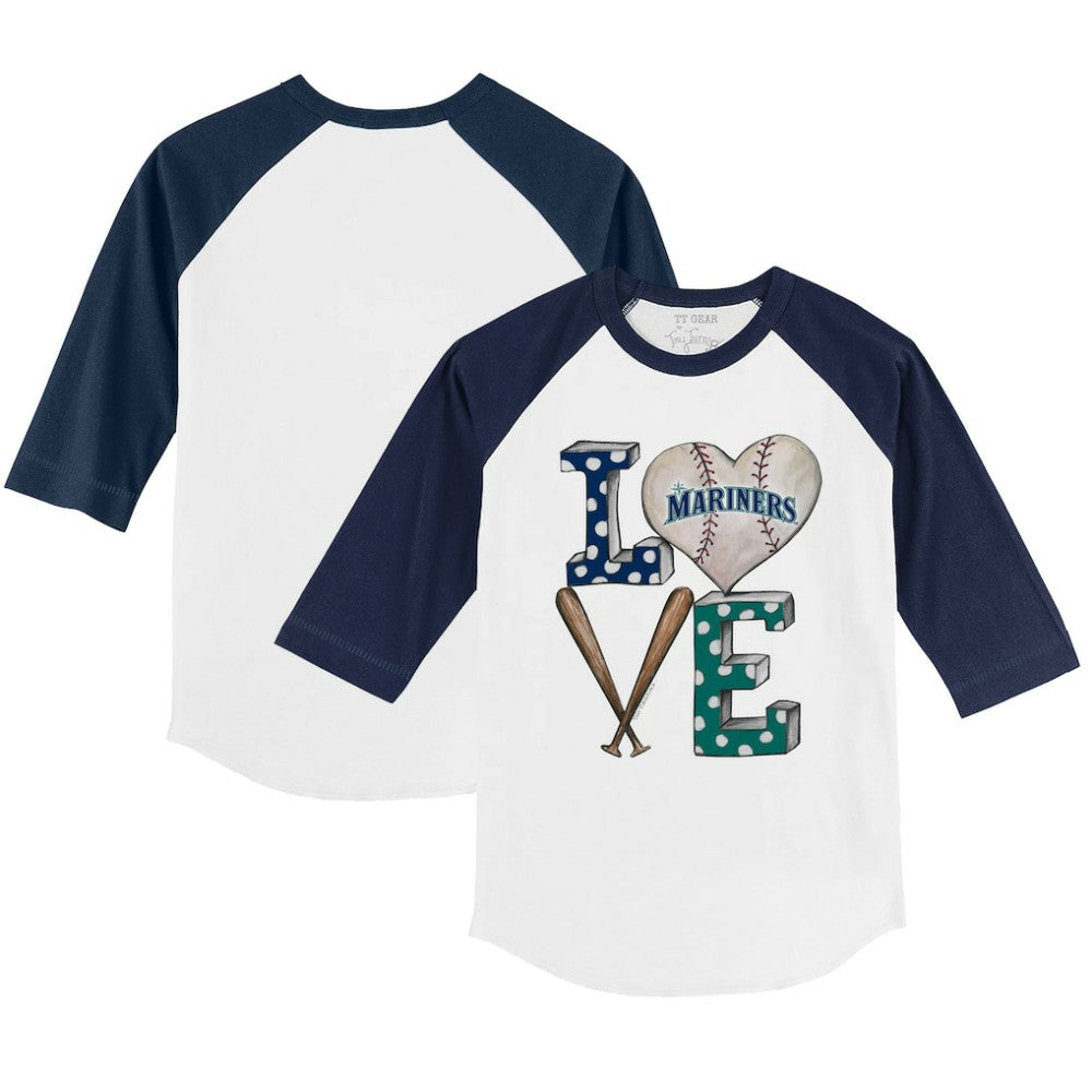 Seattle Mariners Tiny Turnip Youth Baseball Love 3/4-Sleeve Raglan T-Shirt Sale