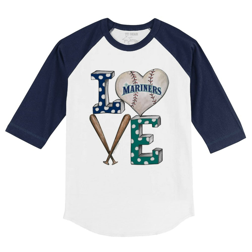 Seattle Mariners Tiny Turnip Youth Baseball Love 3/4-Sleeve Raglan T-Shirt Sale