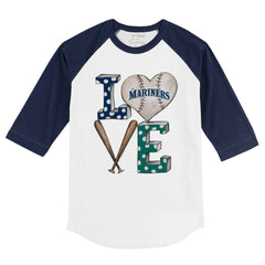 Seattle Mariners Tiny Turnip Youth Baseball Love 3/4-Sleeve Raglan T-Shirt Sale