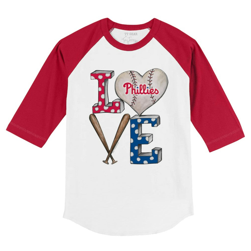 Philadelphia Phillies Tiny Turnip Youth Baseball Love 3/4-Sleeve Raglan T-Shirt for sale