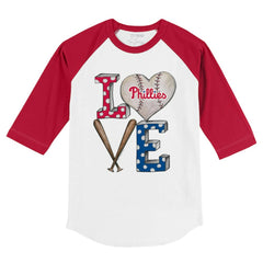 Philadelphia Phillies Tiny Turnip Youth Baseball Love 3/4-Sleeve Raglan T-Shirt for sale