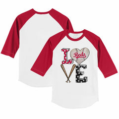 Cincinnati Reds Tiny Turnip Youth Baseball Love 3/4-Sleeve Raglan T-Shirt Sale