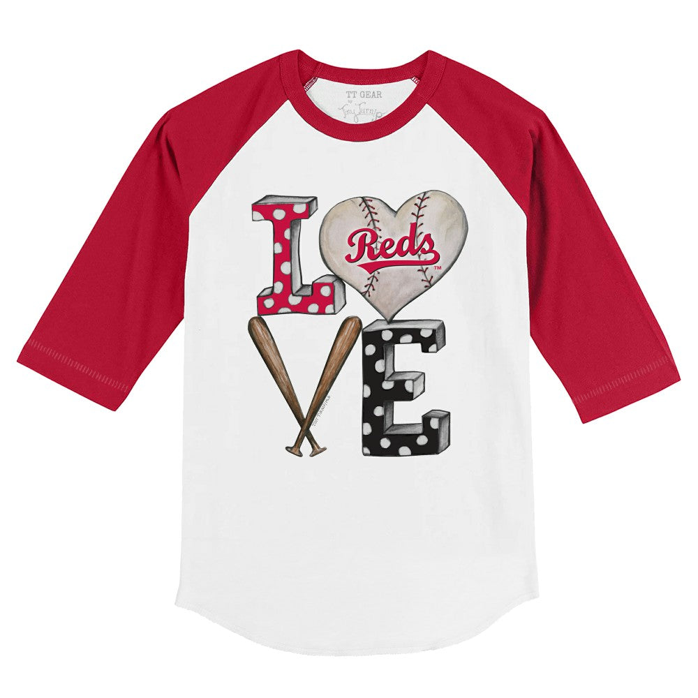 Cincinnati Reds Tiny Turnip Youth Baseball Love 3/4-Sleeve Raglan T-Shirt Sale
