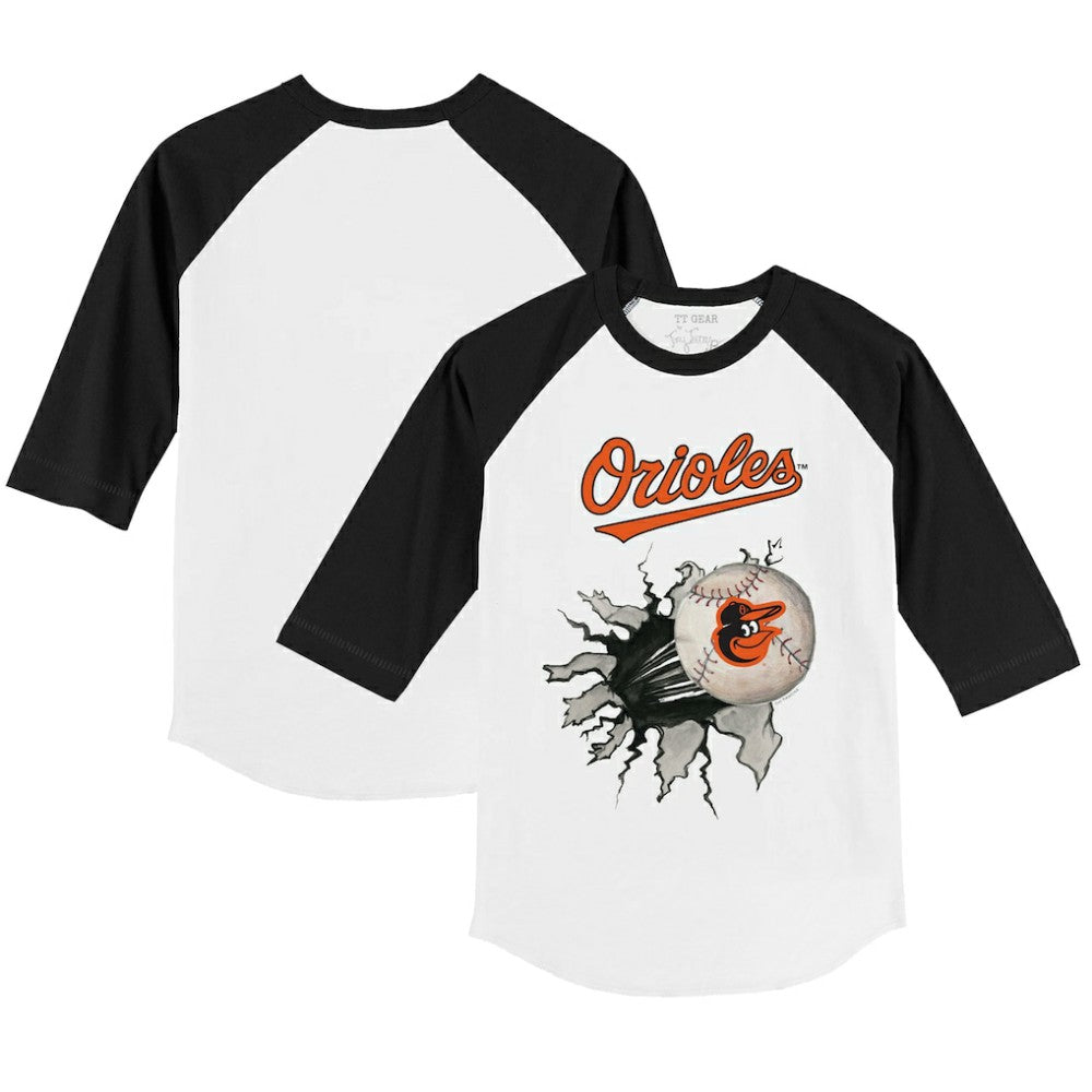 Baltimore Orioles Tiny Turnip Youth Baseball Tear 3/4-Sleeve Raglan T-Shirt Outlet
