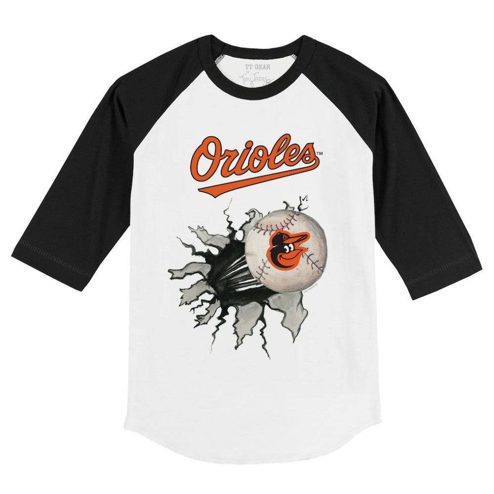 Baltimore Orioles Tiny Turnip Youth Baseball Tear 3/4-Sleeve Raglan T-Shirt Outlet