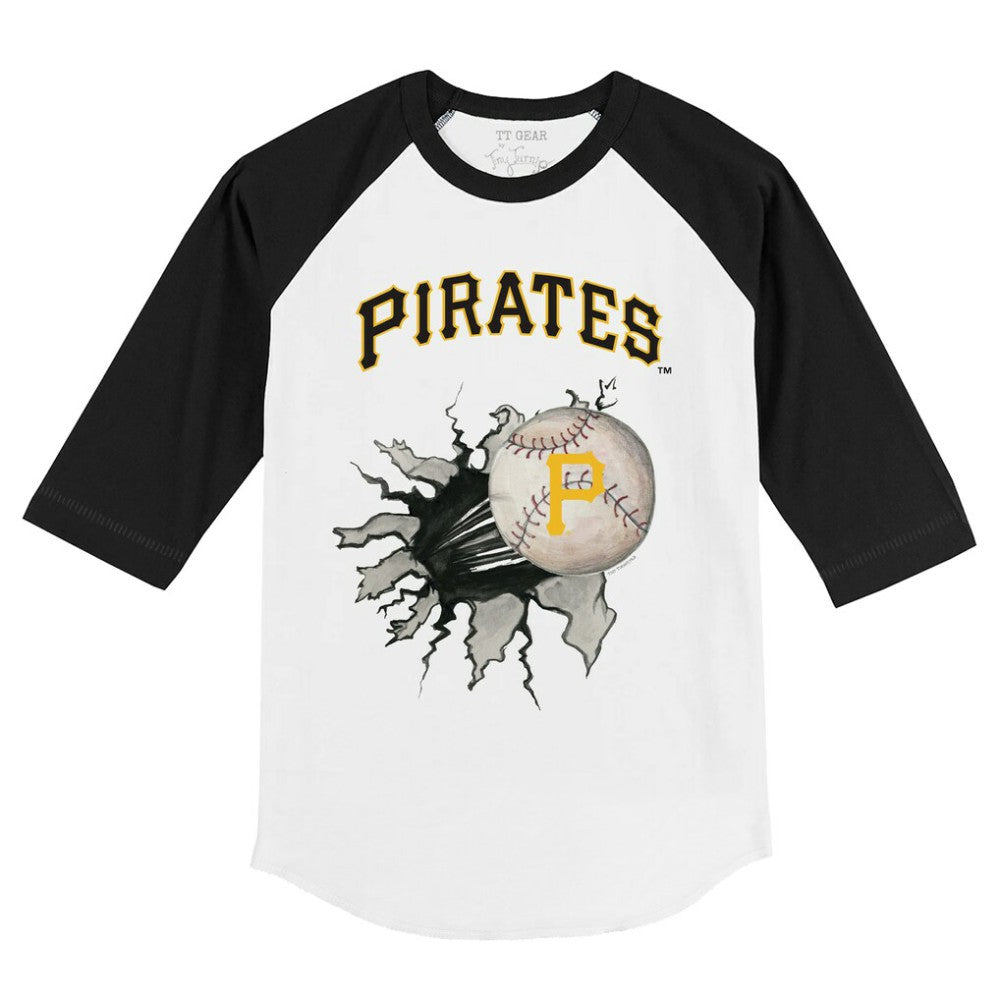 Pittsburgh Pirates Tiny Turnip Youth Baseball Tear 3/4-Sleeve Raglan T-Shirt Online