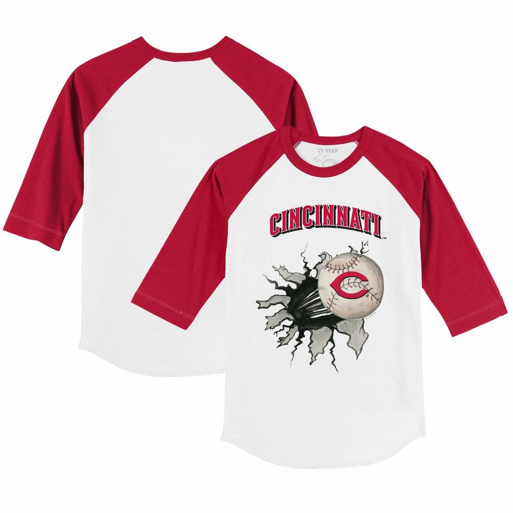 Cincinnati Reds Tiny Turnip Youth Baseball Tear 3/4-Sleeve Raglan T-Shirt for sale