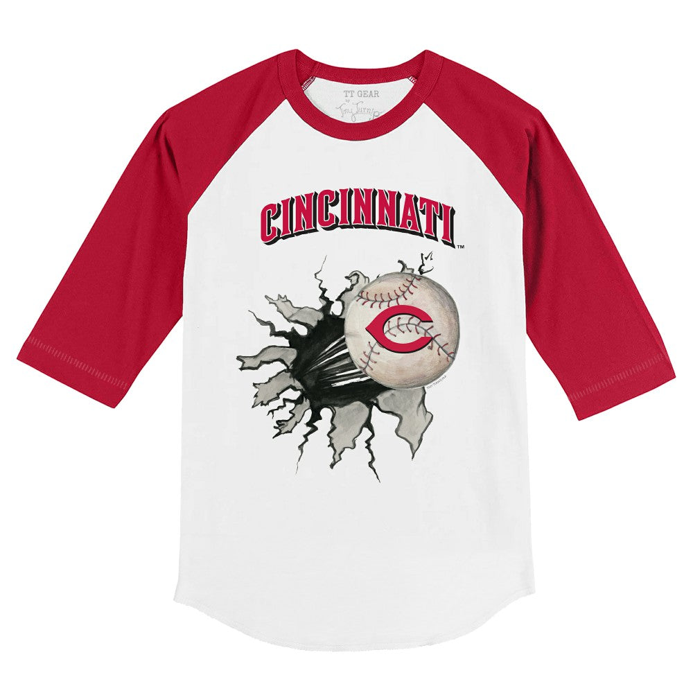 Cincinnati Reds Tiny Turnip Youth Baseball Tear 3/4-Sleeve Raglan T-Shirt for sale