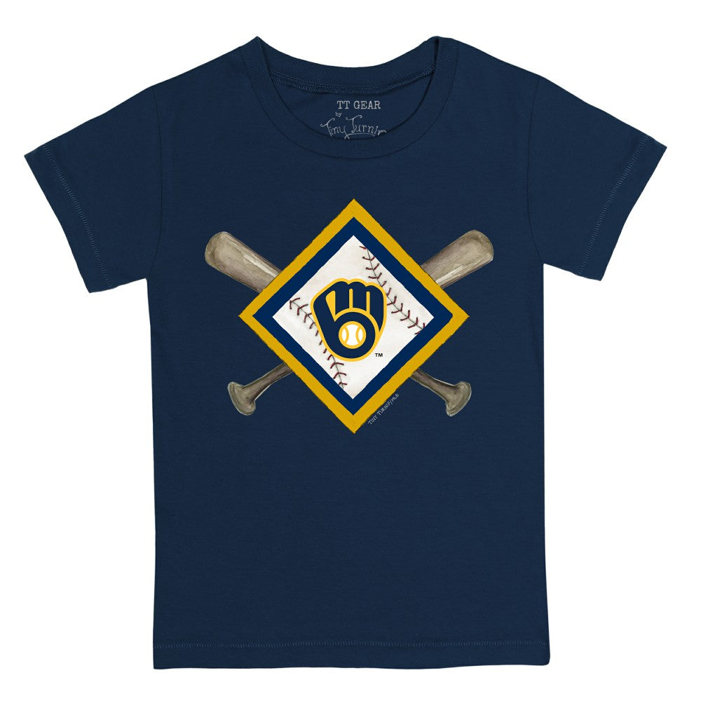Milwaukee Brewers Tiny Turnip Youth Diamond Cross Bats T-Shirt Discount