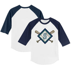 Seattle Mariners Tiny Turnip Youth Diamond Cross Bats 3/4-Sleeve Raglan T-Shirt Outlet