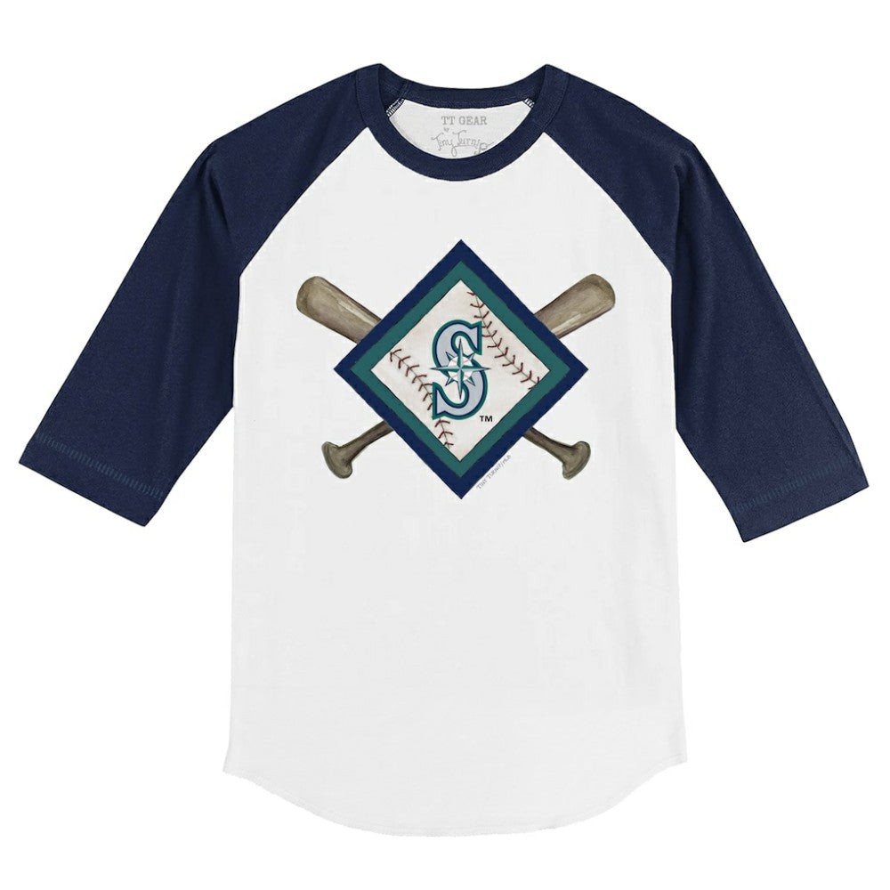 Seattle Mariners Tiny Turnip Youth Diamond Cross Bats 3/4-Sleeve Raglan T-Shirt Outlet