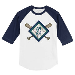Seattle Mariners Tiny Turnip Youth Diamond Cross Bats 3/4-Sleeve Raglan T-Shirt Outlet